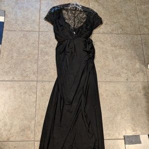 Seraphine black maternity wrap and lace dress